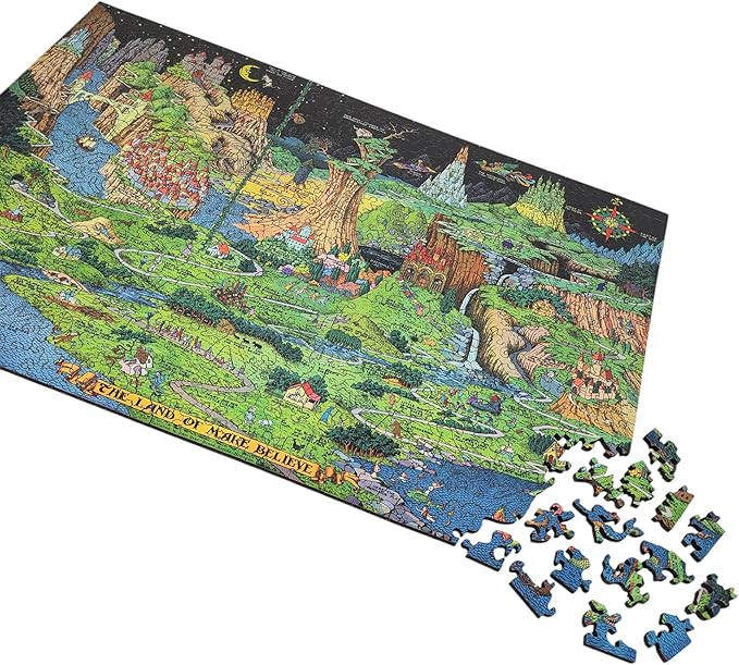Wooden Puzzle for Adults - Uniquely Shaped Pieces - Made in The USA by FoxSmartBox - 454 Pieces - The Land of Make Believe
