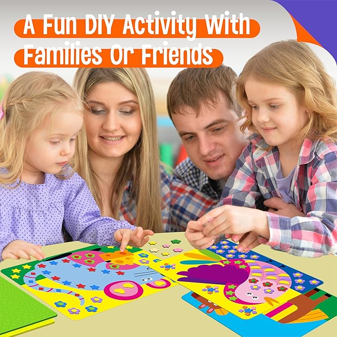 Foam Sticker Art Activity, 20 Farm Animal Art Boards with 1660 Foam Stickers in 10 Colors, Funny DIY Activity Creative Craft Kits Travel Game for Kids, Boys & Girls
