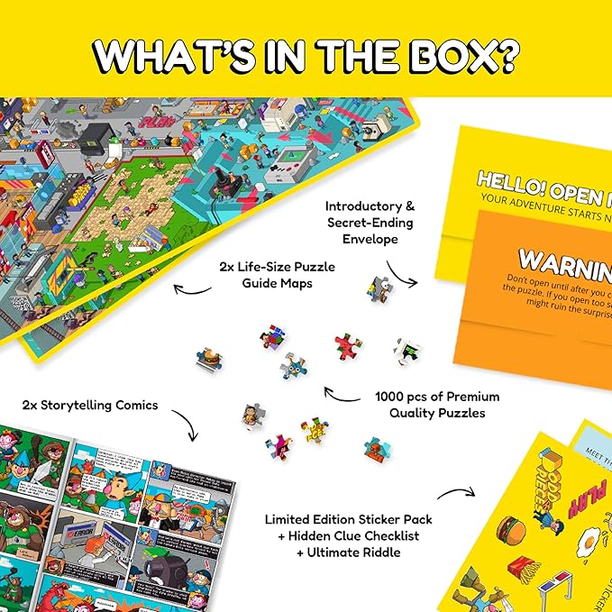 Jigsaw Puzzles 1000 Pieces - Magic Mystery Story Secret Ending Puzzle - Perfect Game Night for Adults & Kids - Pixel Art Gamer Movie TV Show Superhero Theme (Glitch)