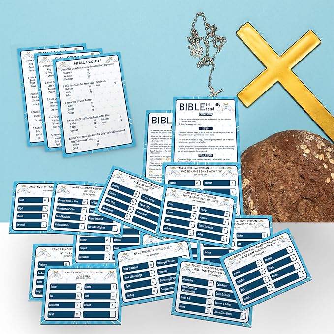 UHADRE Bible Feud Game, Bible Family Feud Cards, Christian Party Game, Christian Family Activity Games, Bible Themed Trivia Quiz, Christian Party Supplies -BFF01