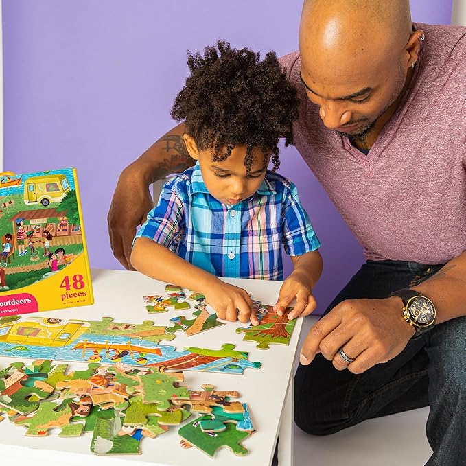 Upbounders- Camping Outdoors Jumbo Puzzle - 48 Large Pieces - Preschool First Puzzle for Boys Girls Ages 4 Years and Up (Multicultural)
