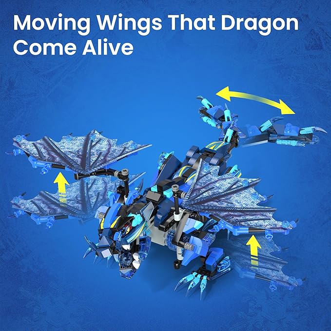 Sillbird Dragon Building Kit with Remote Control Stem Gifts for Kids Boys Ages 8-12, Technic Buildable Coding Toys for Birthday with 549 Pieces