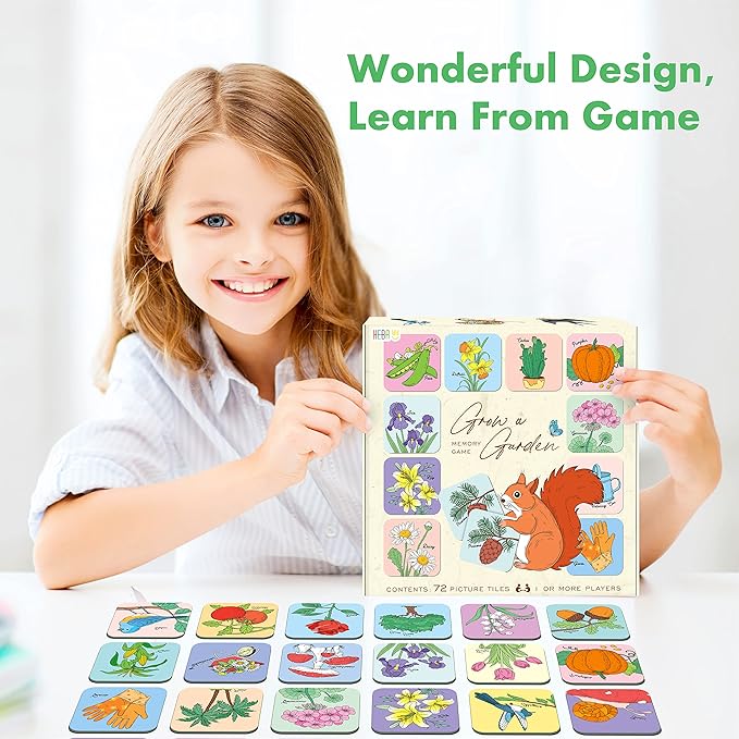 Memory Matching Game, 72 PCS Grow A Garden Matching Cards for Toddlers 36 Designs Memory Cards Educational Toys for Preschool 4 5 6 Years Old