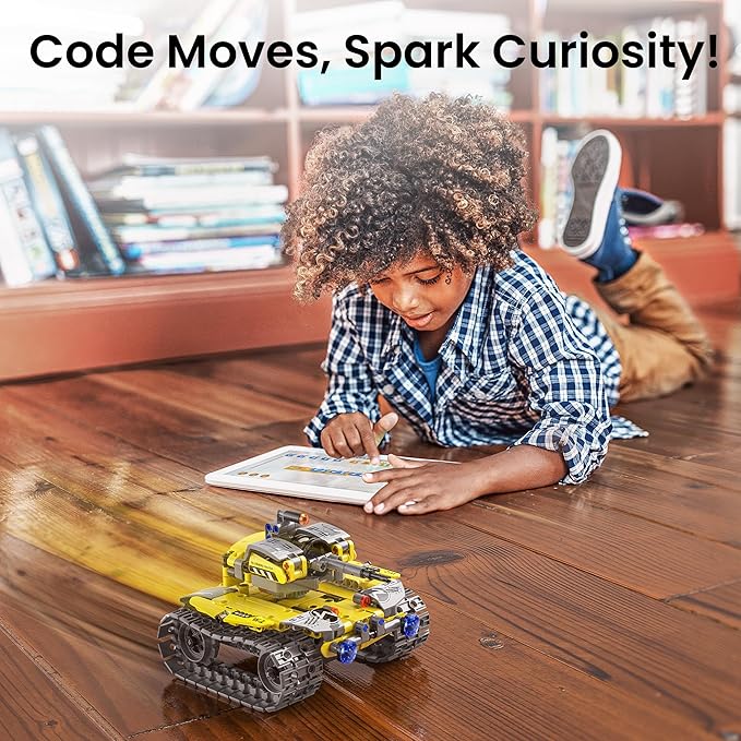 STEM Robot Building Kit Gift for Boys Ages 8-12 with Remote Control, Technic Coding Robotic Toy for Kidsโ Birthday, Buildable 5-in-1 Models with 488 Pieces