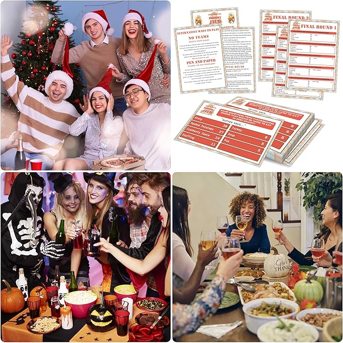 Thanksgiving Friendly Feud Quiz, Family Party Game - 12 Question Cards & 3 Final Rounds Cards