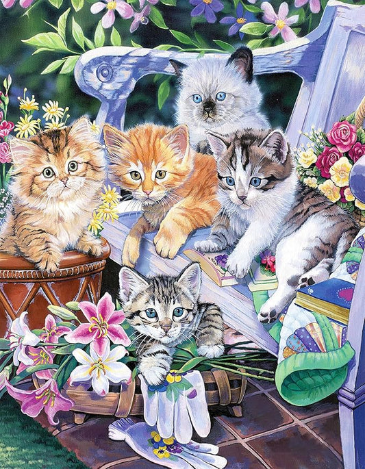 100 Piece Puzzles for Kids Cat 100 Piece Puzzles for Adults, Cute Kitten Group 100 Pieces Puzzle for Kids Ages 4-8, Perfect Gardening Buddies Puzzle for Seniors Teens Brain Teaser