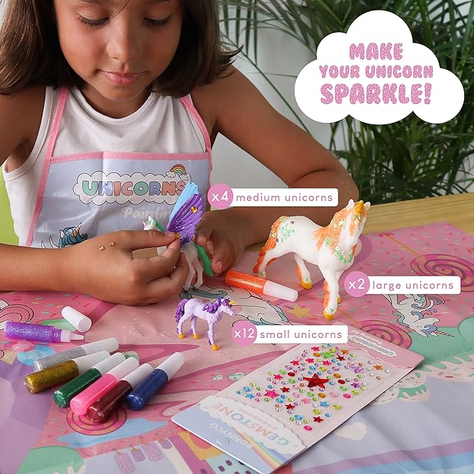 BONNYCO Unicorns Gifts for Girls Painting Kit with 18 Figurines Painting for Kids with Glow in The Dark | Girl Toys 3 4 5 6 7 8 9 10 Years Crafts Kids Gifts Birthday Christmas | Unicorn Toys Niรฑas