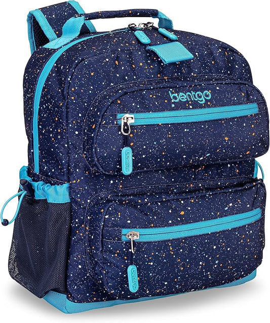 Bentgo Kids Confetti Backpack - Lightweight 14” Backpack for School, Travel & Daycare, Ideal for Ages 4+, Durable & Water-Resistant, Roomy Interior, & Loop for Lunch Bag (Confetti Edition-Abyss Blue)