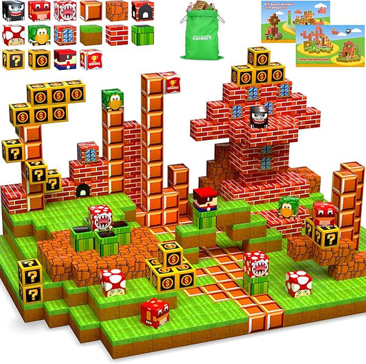 Magnetic Blocks, 110Pcs Build 3D Magnet Building Toys World with Magnet Tiles, STEM Kids Sensory Toy, Toy Magnetic Building Set Xmas Gift for Age 3 4 5 6-10 Year Old Boys Girls
