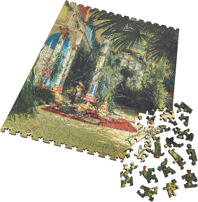 Wooden Puzzle for Adults - Uniquely Shaped Pieces - Made in The USA by FoxSmartBox - 282 Pieces - Palm House
