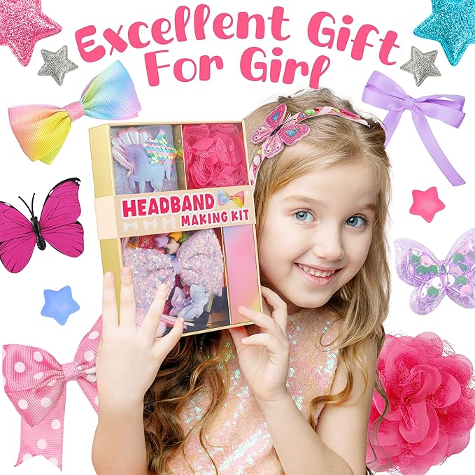 yasest DIY Headband Making Kit for Girls - Arts & Crafts Gift for Girls, 89pcs Fashion Hair Accessories Set, Arts and Crafts for Kids 6-8 - Ideal Gifts for 5 6 7 8-12 Year Old Girl