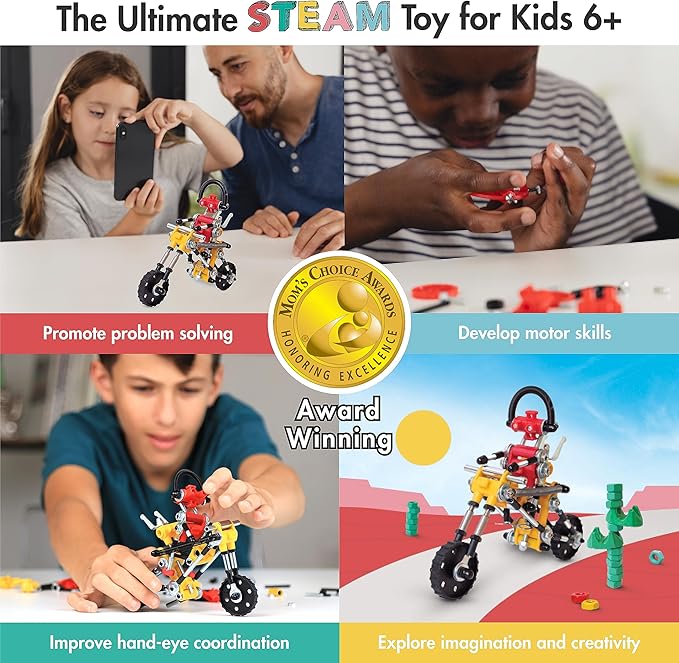 The Off Bits Motorbike Stem Building Toys, RiderBit Educational Build Your Own Robot Toy for Kids 8+ Year Old Boys and Girls, Stem Toys Engineering Kit, Vehicle Construction Steam Easter Gift for Kids