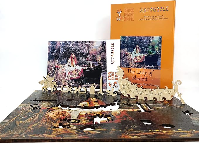 Wooden Jigsaw Puzzle for Adults - Uniquely Shaped Pieces - Made in The USA by FoxSmartBox - 270 Pieces - The Lady of Shalott