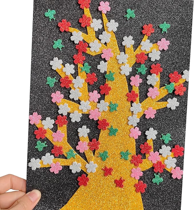 SALEMAR Gold Sticky Glitter Foam Sheets for Craft, 10 Packs Thick Self-Adhesive Sparkle EVA Paper Stickers for School Projects, 30 x 20cm