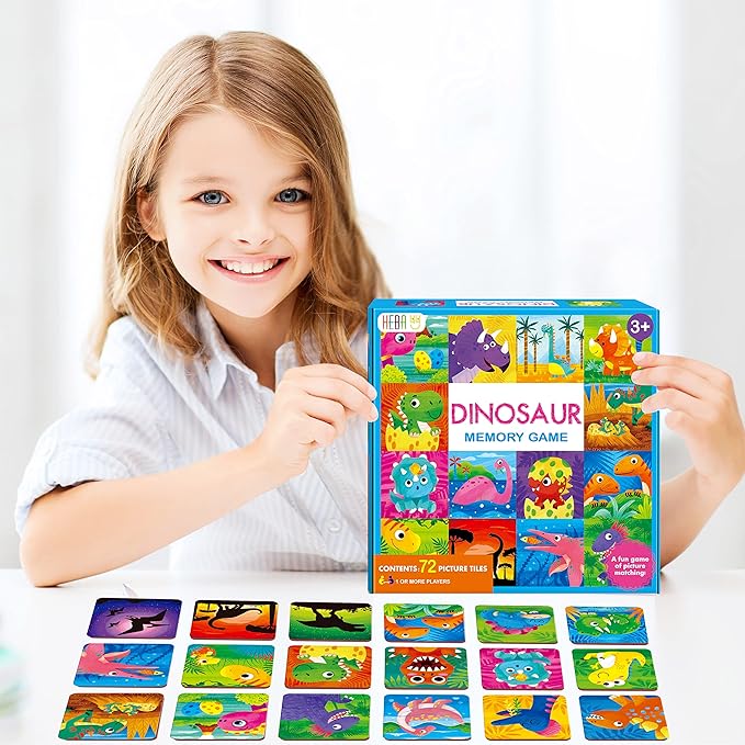 Memory Matching Game, 72 PCS Dinosaurs Matching Cards for Toddlers 36 Pairs Memory Cards Educational Toys for Preschool 4 5 6 Years Old