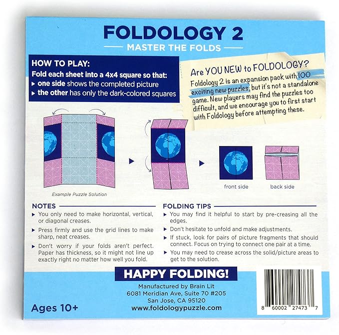 FOLDOLOGY 1&2 Combo Pack - Origami Puzzle Game for Kids, Teens, & Adults | Brain-Training, Travel-Friendly, Screen-Free Fun | Unique Gift for Ages 10+ & Puzzle Lovers | 200 Challenges