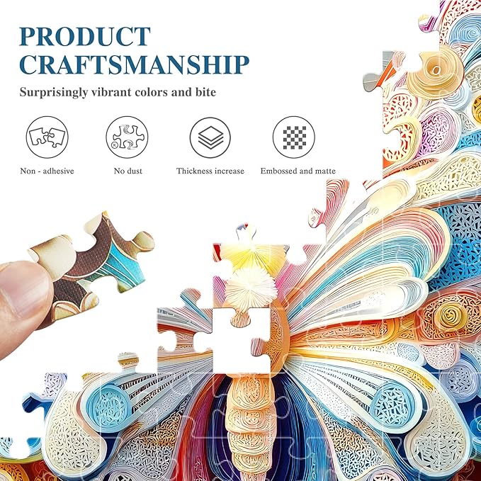 ALL4JIG Butterfly Fun Jigsaw Puzzles for Adults and Kids, 500 Pieces, 19.7" x 19.7", Christmas Secret Santa Gift, White Elephant Gifts, Number Partitioned for Easy Solving