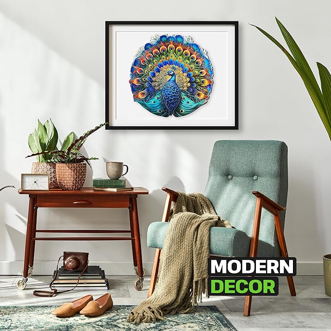 ESC WELT Wooden Peacock Puzzles 200 Pieces Captivating Mind Game for Teens and Adults Educational Toy Fun Eco Friendly Challenge Game Wooden Puzzle