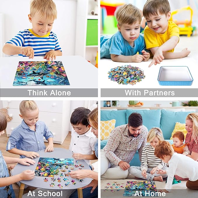 LELEMON Puzzles for Kids Ages 4-6,Underwater World 100 Piece Puzzles for Kids in a Metal Box, Educational Jigsaw Puzzles 100 Piece Puzzle Games Puzzle Toys for Girls and Boys