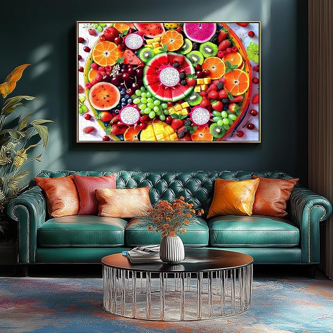 1000 Piece Jigsaw Puzzle for Adults Colorful Tropical Fruit Slices Vibrant Fun Watermelon, Oranges, Dragon Fruit & Grapes Challenging Puzzle Games for Family Night or Relaxation (27"x19")