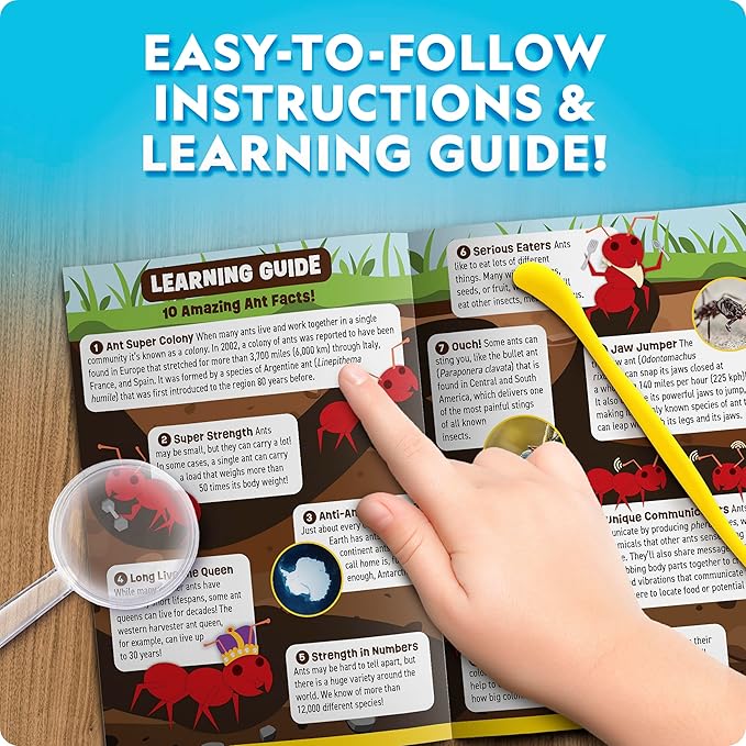 National Geographic Ant Habitat Kit - Light-Up Ant Terrarium with Built-in Magnifiers, Tunnel Starter Tool & More, Ant Activities for Kids, Ant Home, Ant Colony, Ant Habitat, Ant House for Kids