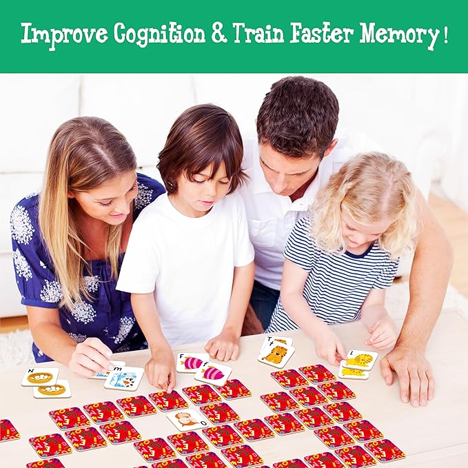 52 PCS Alphabet Memory Game, 26 Pairs Uppercase & Lowercase Letters Matching Game, Educational Early Learning Toy for Toddlers, Kindergarten, Kids 3+