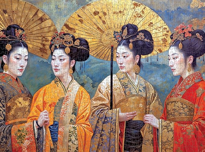 Cross & Glory - Silk and Splendor: an Imperial Puzzle Panorama - 1000 Piece Jigsaw Puzzle for Adults | Tang Dynasty Art | Textured Oil and Watercolor Mix