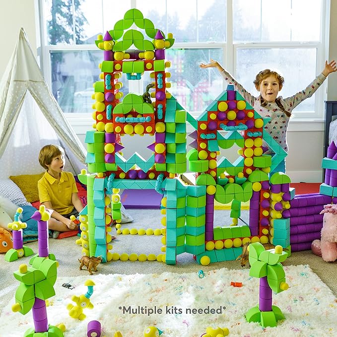 Magnetic Foam Building Blocks - 100-Piece Set with Storage Chest, Bath Toys for Toddlers, Preschool Toys, Bathtub Toys, Sensory Toys, Blocks for Toddlers 3-5, Engineering Toys for Kids 3-5