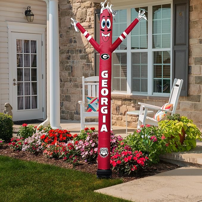 NCAA Georgia Bulldogs Football Wacky Waving Inflatable Tube Guy with LED Lights & Built-in Blower - 6" x 36" x 96" Inflatable Tube Man Crazy Sports Fan Outdoor Party Decoration