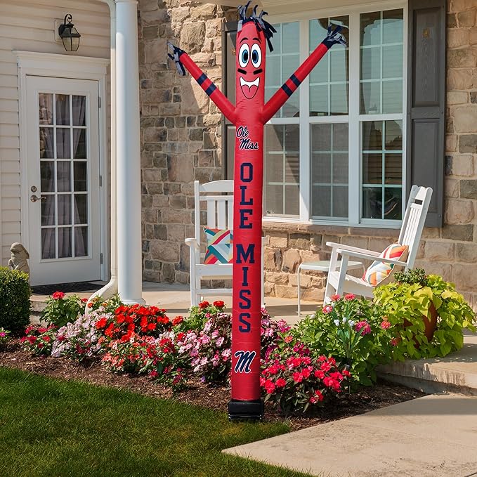 NCAA Mississippi Ole Miss Football Wacky Waving Inflatable Tube Guy with LED Lights & Built-in Blower - 6" x 36" x 96" Inflatable Tube Man Crazy Sports Fan Outdoor Party Decoration