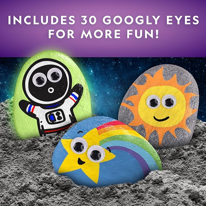NATIONAL GEOGRAPHIC Glow in the Dark Rock Painting Kit - Arts & Crafts Kit for Kids, Decorate 15 River Rocks with 15 Paint Colors & More Art Supplies, Kids Craft, Art Kit, Kid Activity Kit