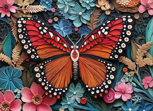 Butterfly Jigsaw Puzzles for Adults 1000 Pieces, Brain Challenging Shaped Puzzle for Game Night, Family, Friends, Size is 26.6 x 19.2, Paper Cutting Art