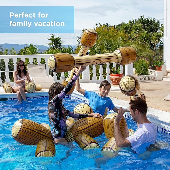 Upgraded Chuchik Inflatable Battle Logs - Joust Game Raft Pool Floats for Adults & Kids - Ages 4-8, 8-12