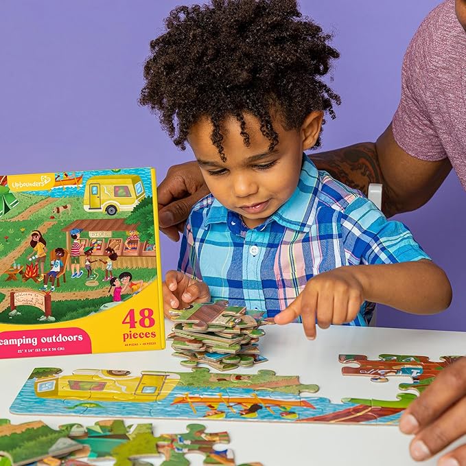 Upbounders- Camping Outdoors Jumbo Puzzle - 48 Large Pieces - Preschool First Puzzle for Boys Girls Ages 4 Years and Up (Multicultural)