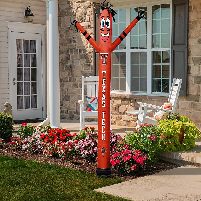 NCAA Texas Tech Red Raiders Football Wacky Waving Inflatable Tube Guy with LED Lights & Built-in Blower - 6" x 36" x 96" Inflatable Tube Man Crazy Sports Fan Outdoor Party Decoration