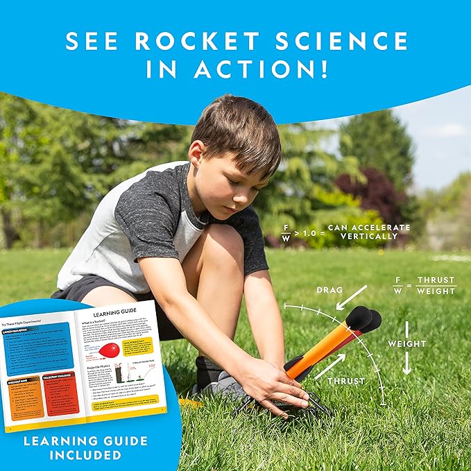 National Geographic Air Rocket Toy – Jump & Launch Dueling Air Rockets up to 100Ft., Includes Launcher, 4 Foam-Tipped Rockets, Outdoors Kids Toys, Kids Science Kit, Rocket Launcher (Amazon Exclusive)
