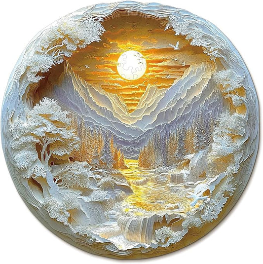 KAAYEE Wooden Puzzles for Adults, 3D Visual Effect Sunrise in The East Wooden Jigsaw Puzzle Unique Shape Wood Puzzle Adult, Birthday Gifts for Puzzle Lovers Family Games (M-11.2 * 11.2 in-177pcs)