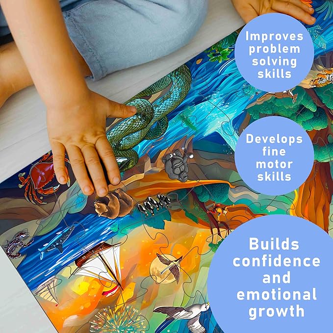 Puzzles for Kids, Animal Island 48 Piece Jigsaw Puzzle, Educational Toys, Animal Puzzle, for Kids Aged 4-8, Gifts for Boys & Girls