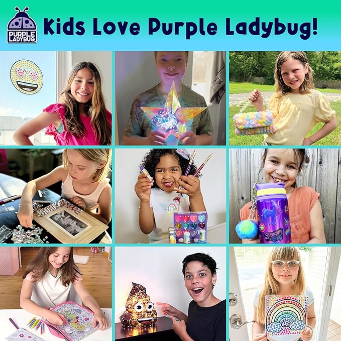 PURPLE LADYBUG DIY Clay Cute Mini Eraser Kit for Kids - Students Desk Pet Animals Make Your Own Erasers Kit, Arts and Crafts for Kids Ages 8-12 4-8, Ideal for School Supplies, Gifts & Creative Play