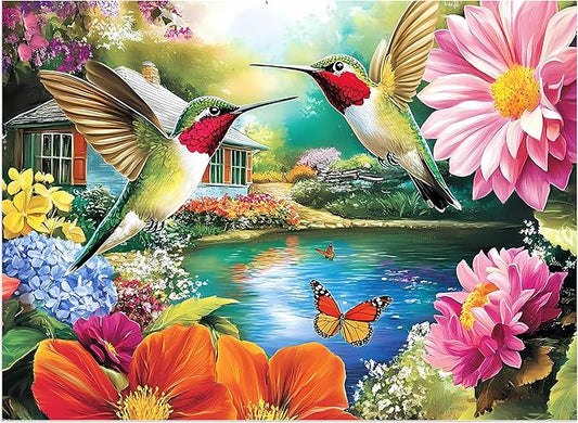 500 Pieces Puzzles for Adults Puzzle Hummingbird Flower Jigsaw Puzzles 500 Piece for Adults Kids Seniors, Letters on Back Challenging Toys Great Gift for Family Friends 20.5 x 15 in