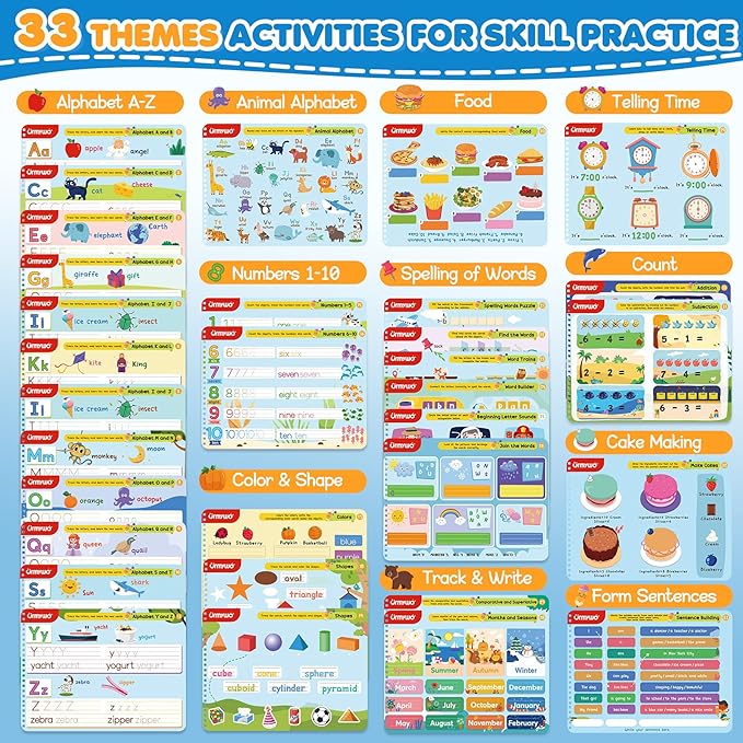 Preschool Learning Activities, Tracing Activity Books for Kids Ages 3-8, Dry Erase Preschool Kindergarten Workbooks, Handwriting Practice Alphabet Learning Educational Toys, Classroom Must Haves