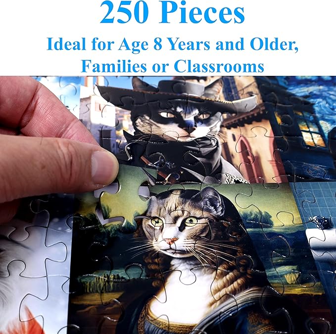 Think2Master Funny Cats 250 Pieces Jigsaw Puzzle Featuring heartwarming Kittens and Cats. Fun Toy for Kids, School & Families. Great Gift for Boys & Girls Ages 8+. Size: 14.2” X 19.3”