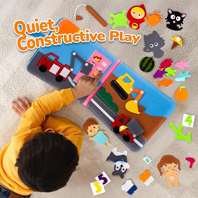 ArtCreativity Montessori Quiet Book - Busy Book for Kids with 16 Pages Full of Interactive Activities - Montessori Toys for Children - Portable Travel Toys - Sensory Toys