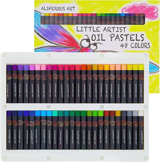 Aliferous Art Oil Pastels for Kids - 48 Color Pastels for Kids - Perfect Classroom Art Supplies - Easy to Blend with Vibrant Colors