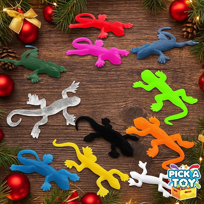 36 Set Sticky Gecko Lizard Toy Party Favor Slingshot, Stretchy Climbers On Wall for Kids, Goodie Bags, Easter Egg Basket Stuffers, Pinata