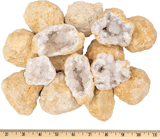 Break Your Own Geode Kit โ 10 Natural Geodes 2.75 to 3.5 Inch Crack-Open Experience + Easy to Open + Tools + Geologist Guide โ Less Effort for Easy Reveal โ STEM Activity + Collectable Gems - Large