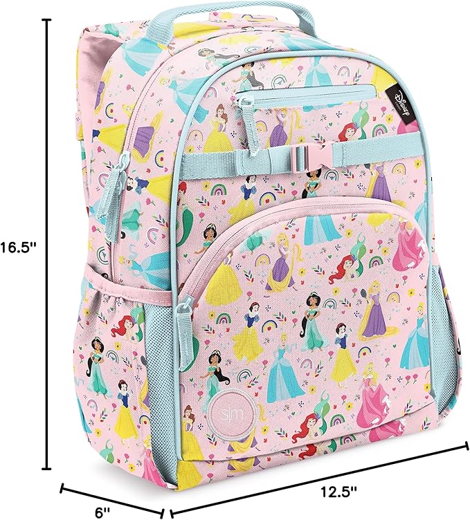 Simple Modern Large Disney Kids Backpack for School Girls and Boys | Princesses Elementary Backpack for Teen | Fletcher Collection | Kids - 16" tall | Princess Rainbows