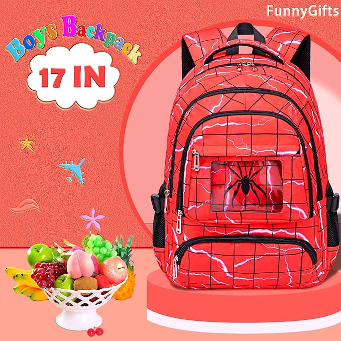 FunnyGifts Kids Backpacks with Lunch Box for Boys School Bookbag with Lunch Bag for Elementary Kindergarten Preschool Backpacks Mochila Para Niños 4 5 6 7 8 9 10 11 12