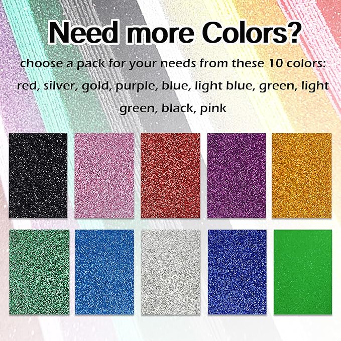 SALEMAR Silver Sticky Glitter Foam Sheets for Craft, 10 Packs Thick Self-Adhesive Sparkle EVA Paper Stickers for School Projects, 30 x 20cm