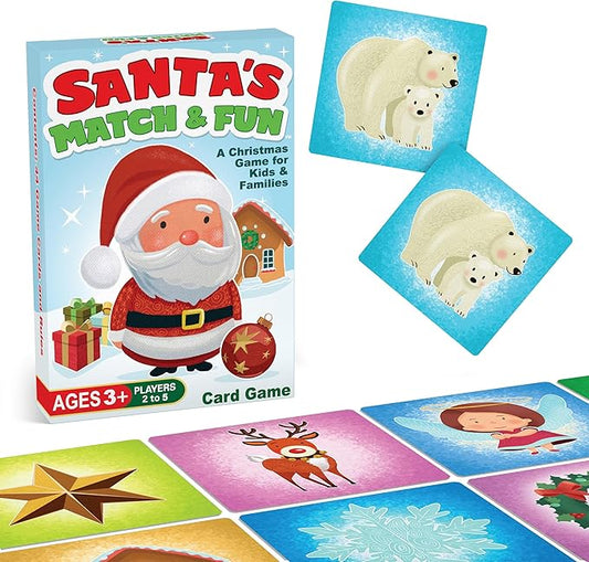 Santa’s Match & Fun – Christmas Matching Game for Toddlers Ages 3-5 & Kids 4-8 | Family Game Night Activities, Stocking Stuffer Gift Idea